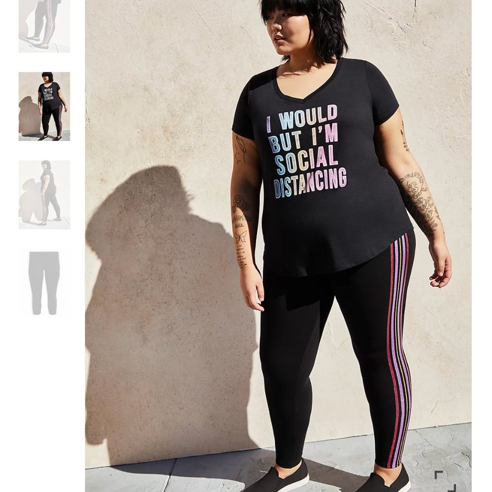 NWT TORRID Premium Leggings - Multicolor Side Stripe Black Size 1